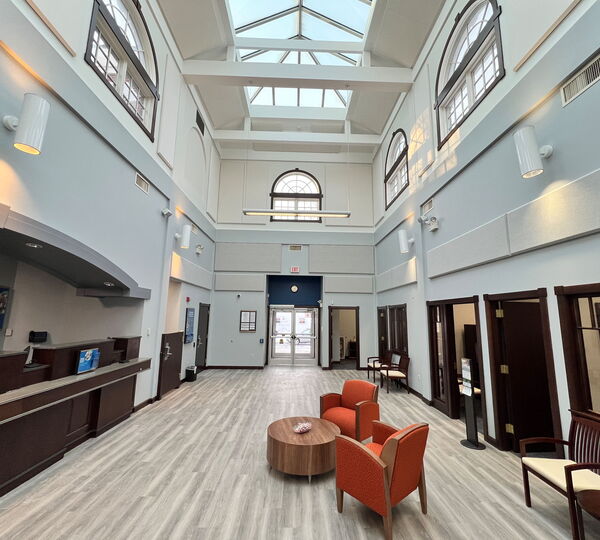 Fabric Wrapped Wall Panels at PeoplesBank Lobby