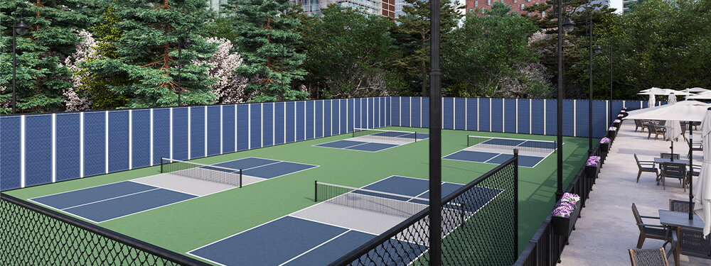 Designer Exterior Noise Barrier Panels at Pickleball Facility