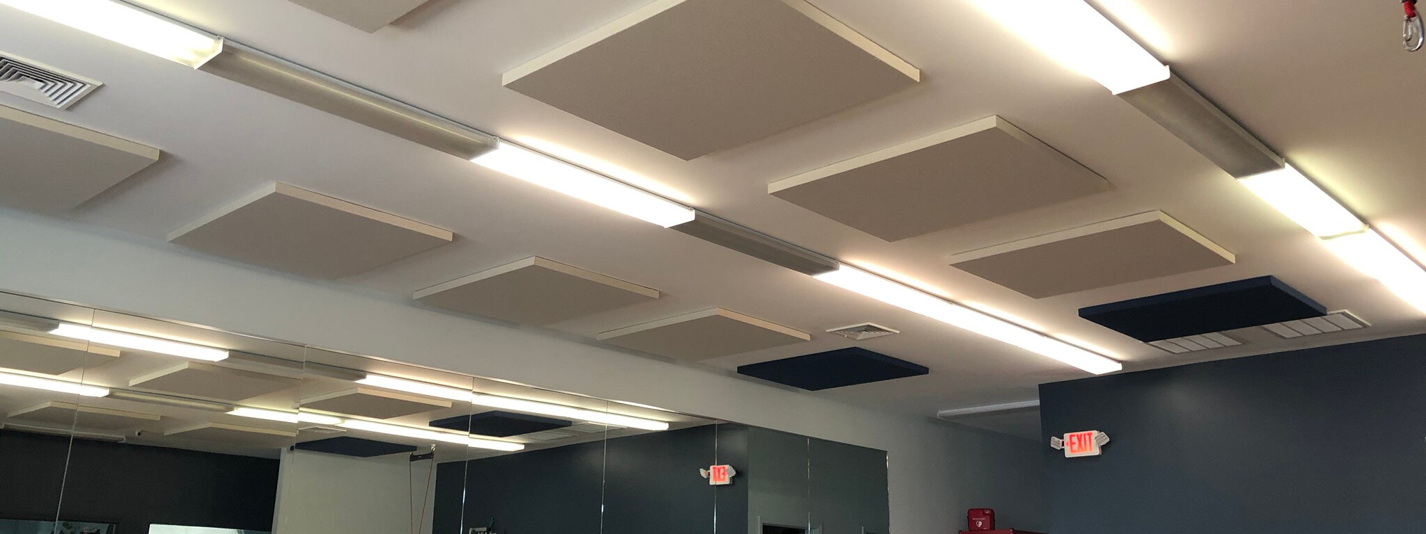 Fabric Ceiling Panels in Physical Therapy Gym