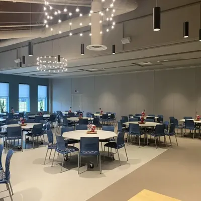 Fabric Wrapped Wall and Ceiling Panels in Senior Center