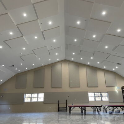 Paintable Ceiling Panels and Fabric Wall Panels in Hindu Temple