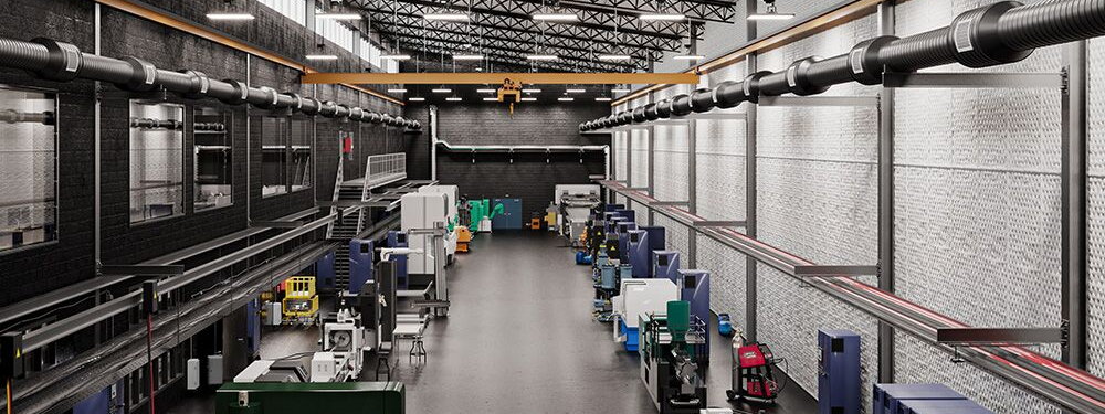 Acoustic Quilted Fiberglass Absorbers in Manufacturing Plant
