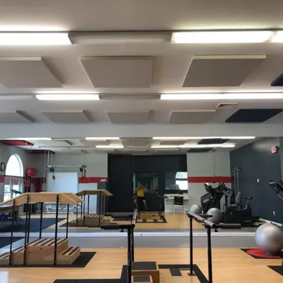 Fabric Wrapped Ceiling Panels in Therapy Studio